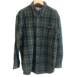 Duluth Fleece‎ Hunter Green Red Check Outdoor Long Sleeve Shirt Large Men's